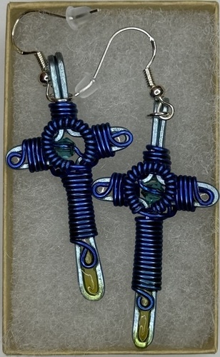 Blue Cross Earrings