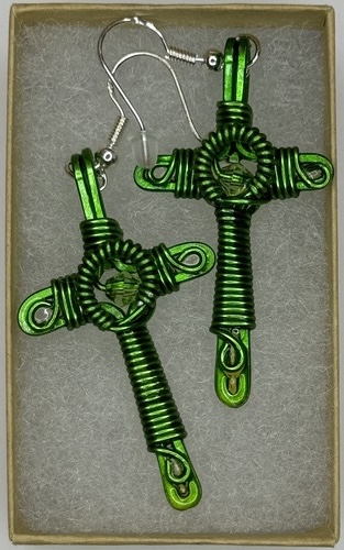 Green Cross Earring