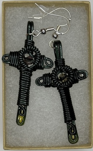 Black Cross Earring